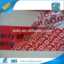 Anti fake adhesive tamper evident high residue warranty security void carton seal tape